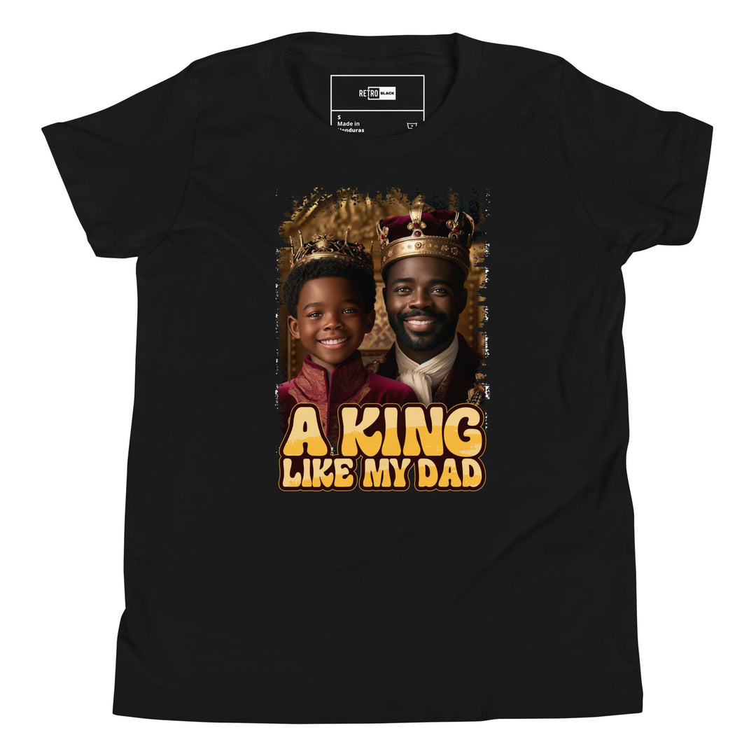 A King Like My Dad Youth Short Sleeve T-Shirt - Retro Black