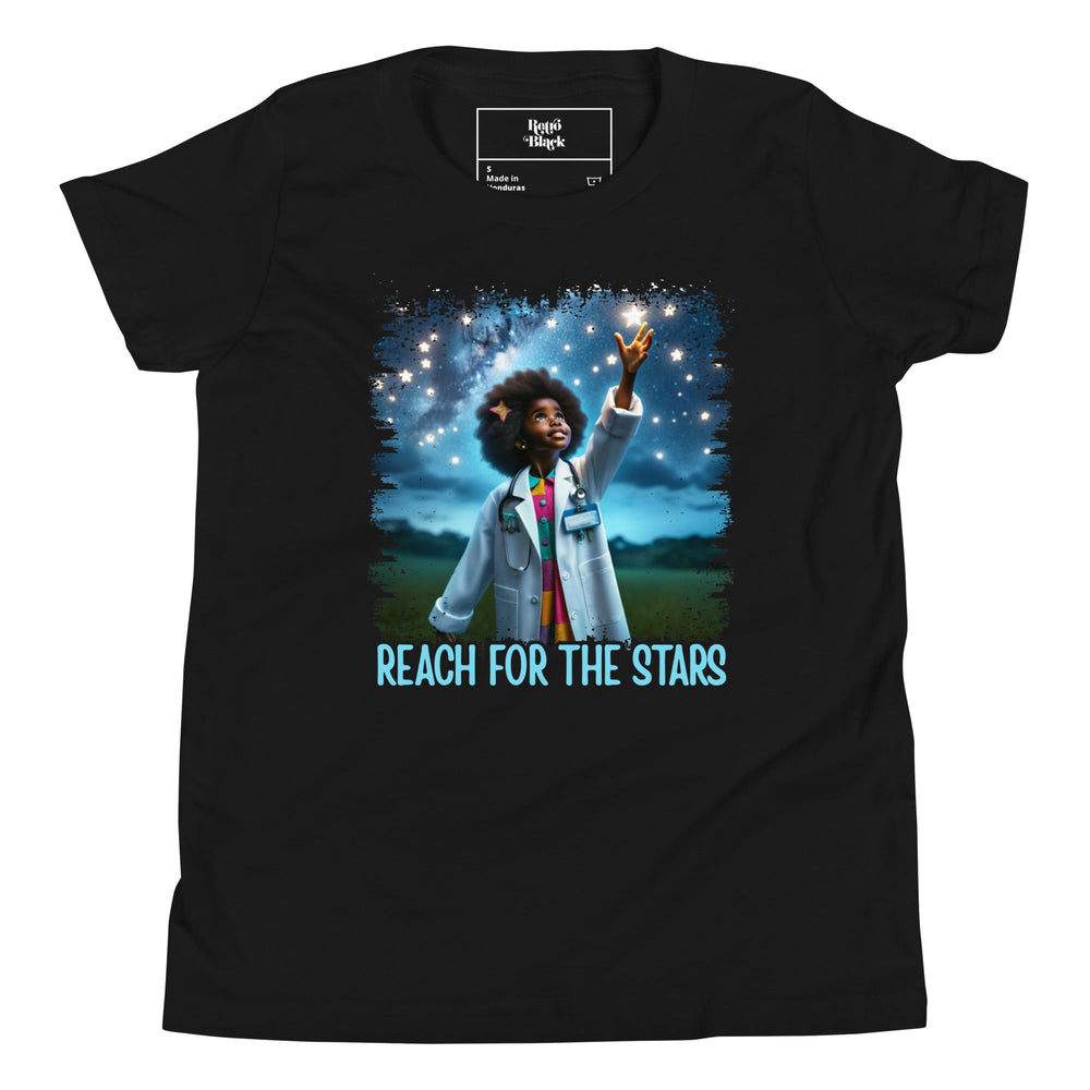 Reach For The Stars Youth Short Sleeve T-Shirt - Retro Black