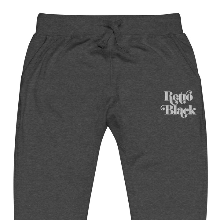 Retro Black Embroidered Unisex fleece sweatpants - Retro Black