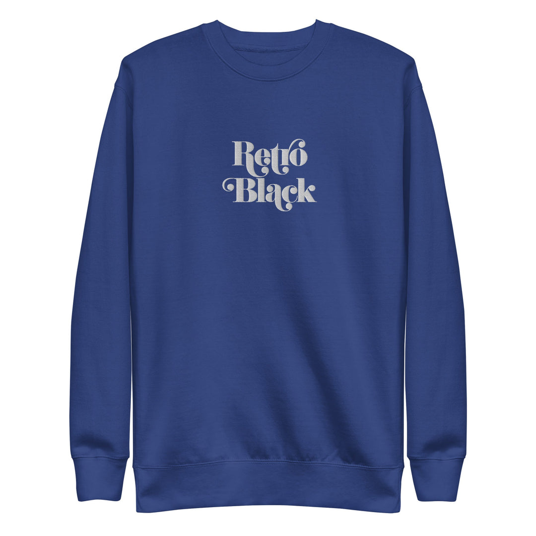 Retro Black Embroidered Unisex Premium Sweatshirt - Retro Black