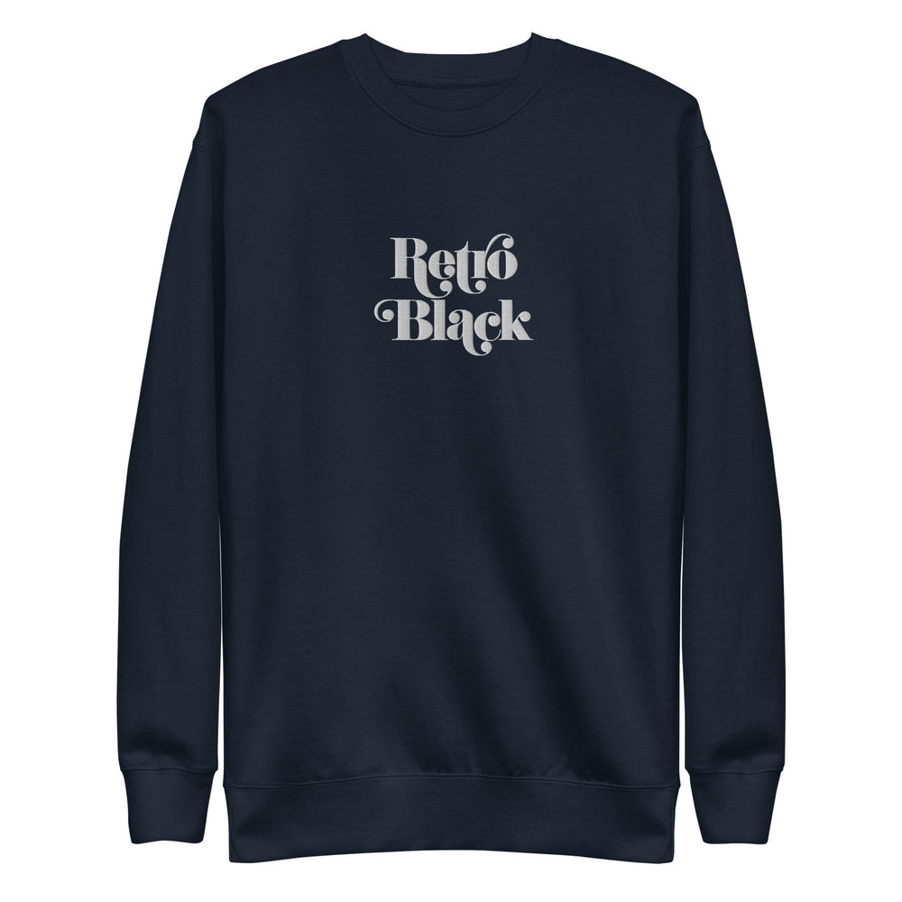 Retro Black Embroidered Unisex Premium Sweatshirt - Retro Black