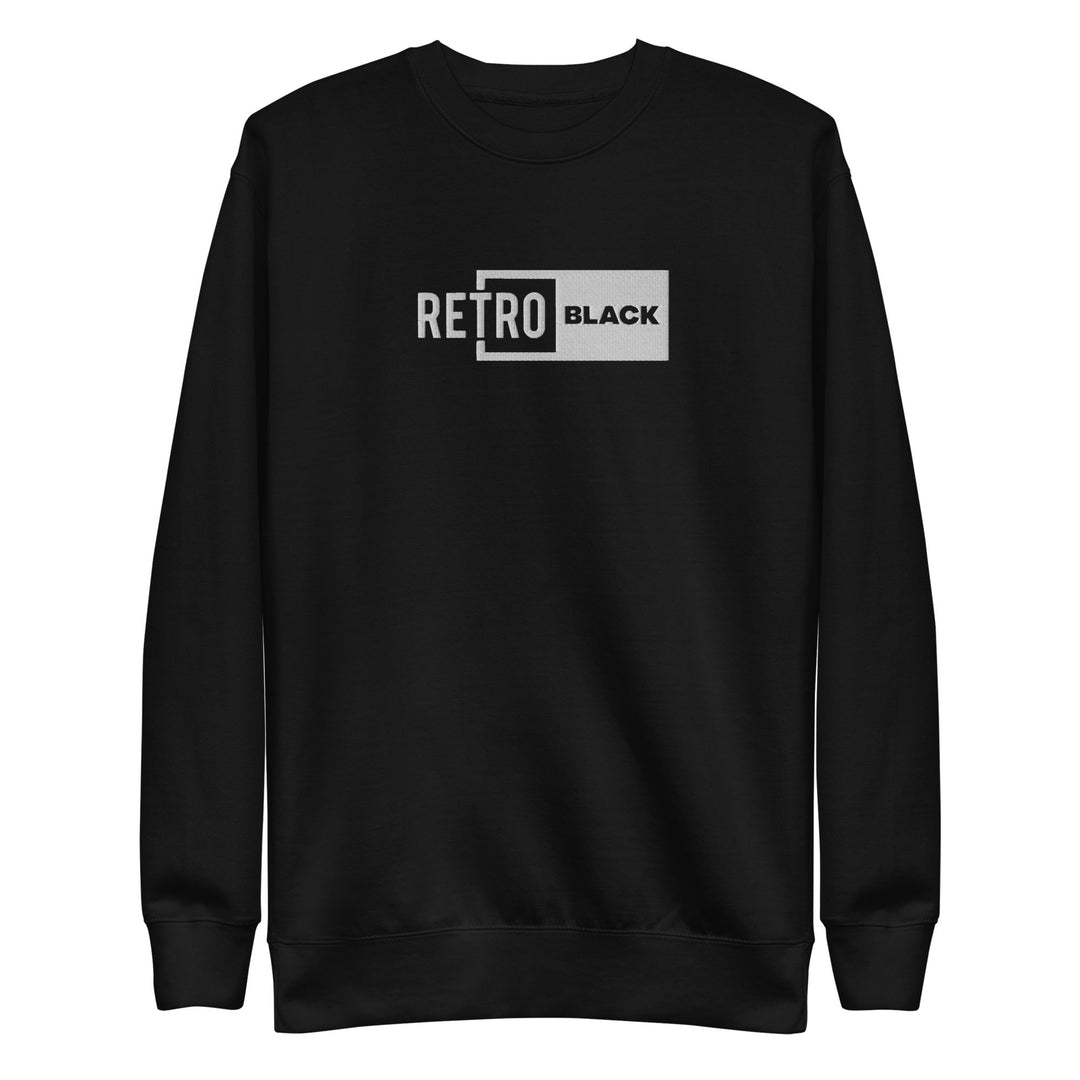 Retro Black logo Unisex Premium Embroidered Sweatshirt - Retro Black
