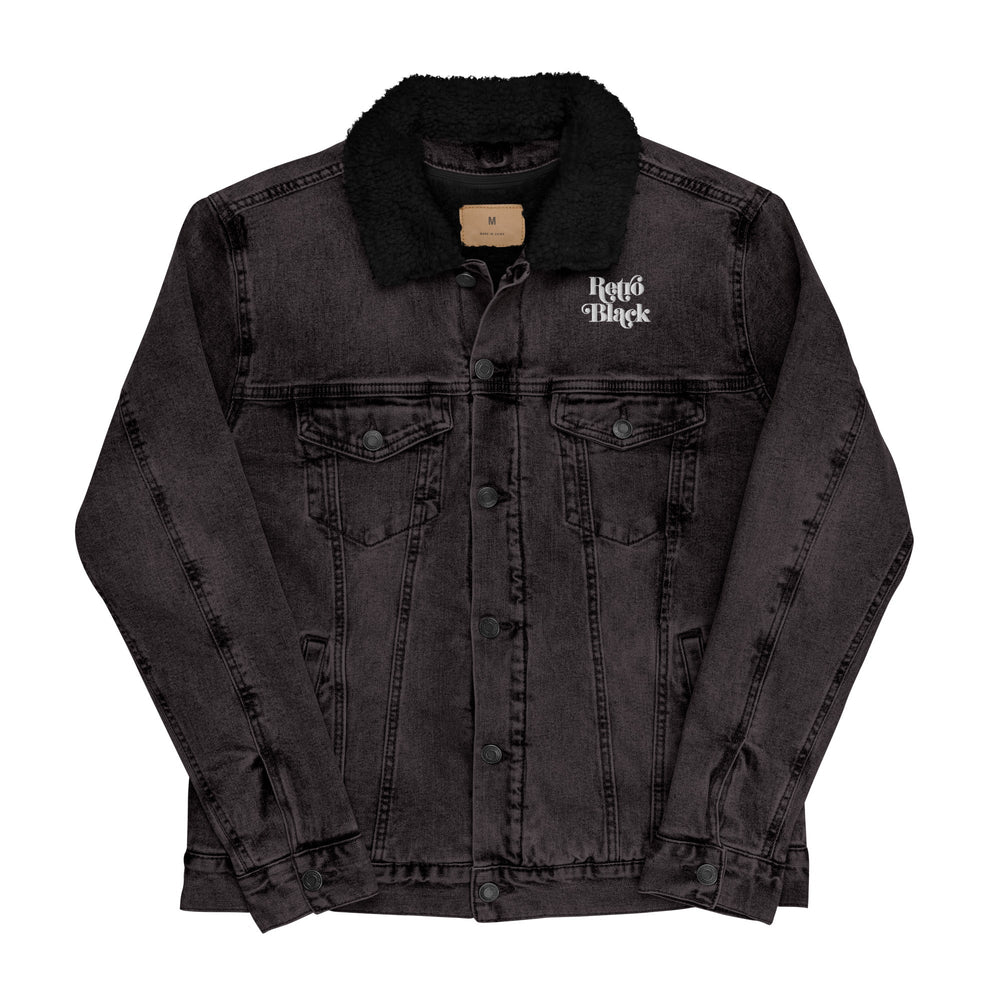 Retro Black Unisex denim sherpa jacket - Retro Black