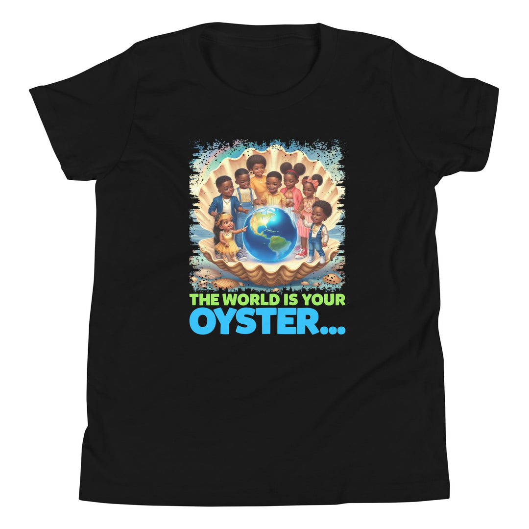 The World Is Your Oyster Youth Short Sleeve T-Shirt - Retro Black