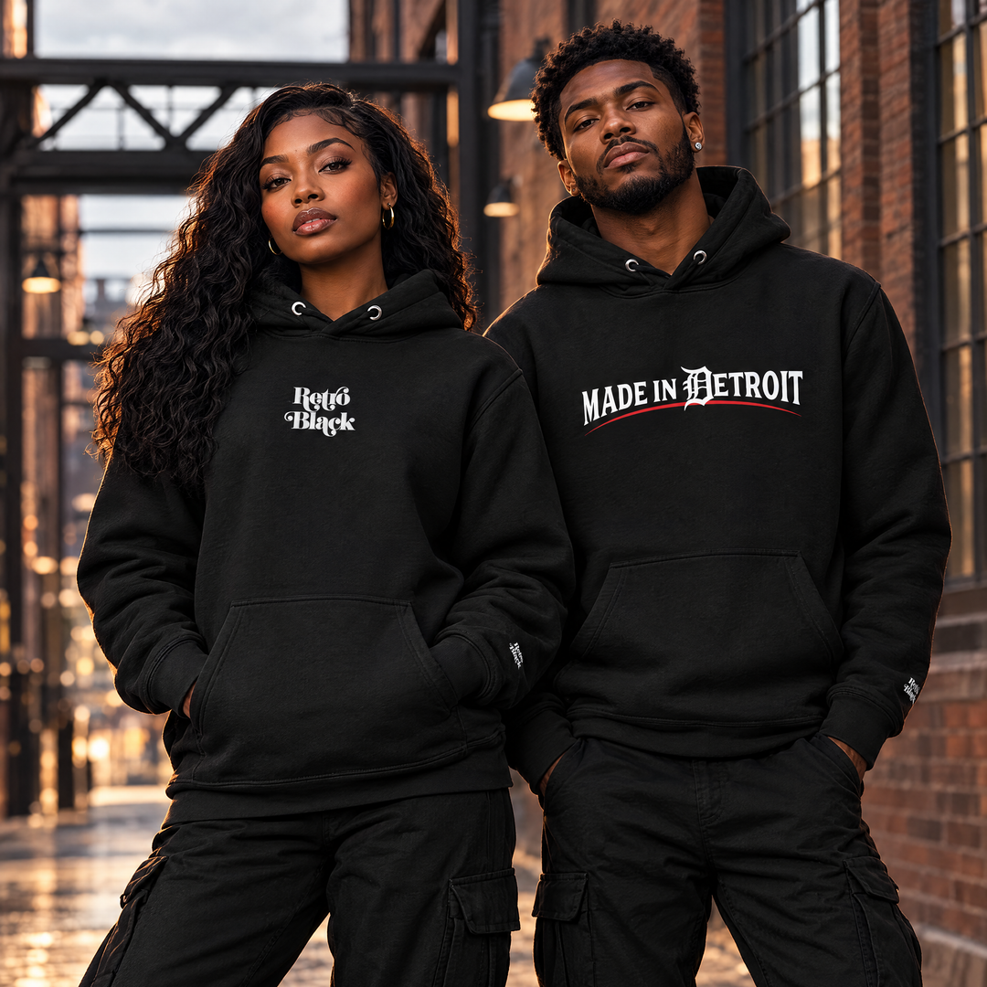 Retro Black premium hoodie and fleece streetwear collection