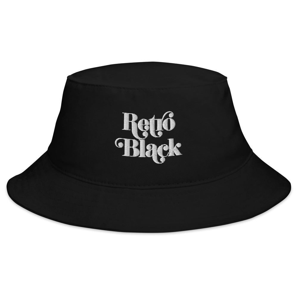 Retro Black bucket hat, cotton twill, front view