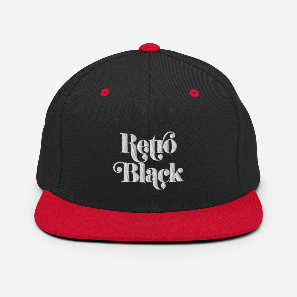 Retro Black Worded Logo Snapback Hat - Retro Black