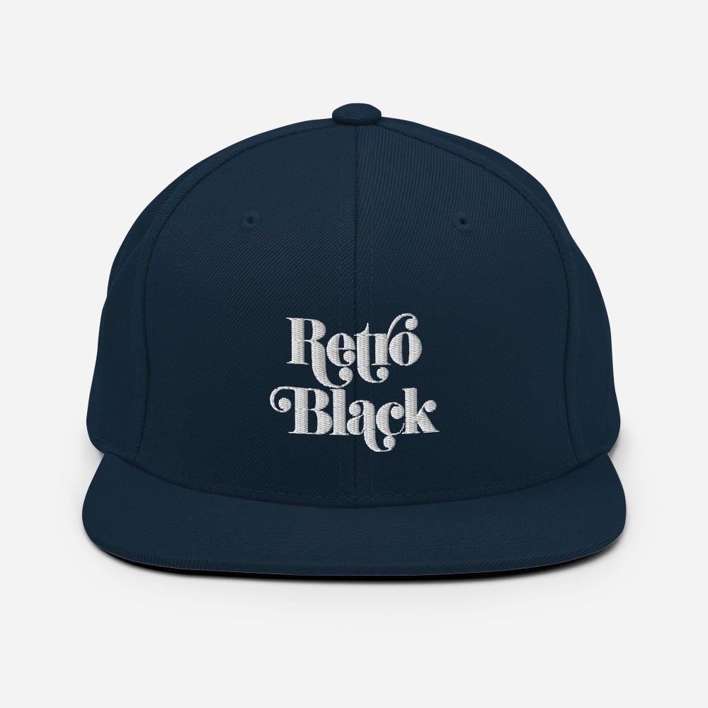 Retro Black Worded Logo Snapback Hat - Retro Black