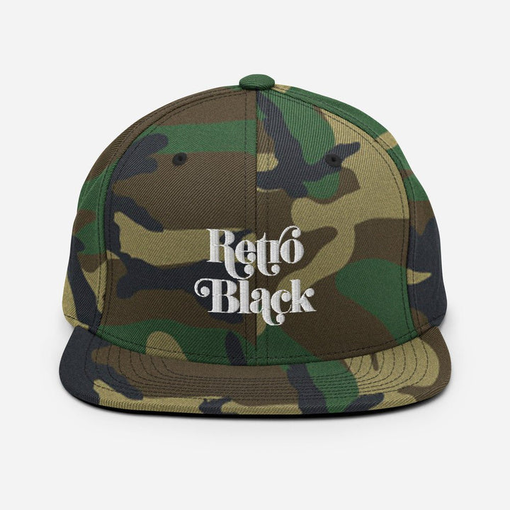 Retro Black Worded Logo Snapback Hat - Retro Black