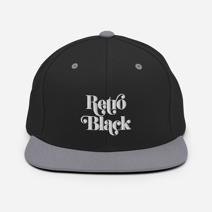 Retro Black Worded Logo Snapback Hat - Retro Black