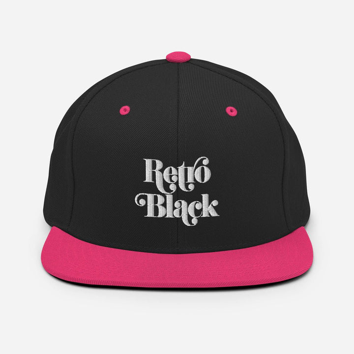 Retro Black Worded Logo Snapback Hat - Retro Black