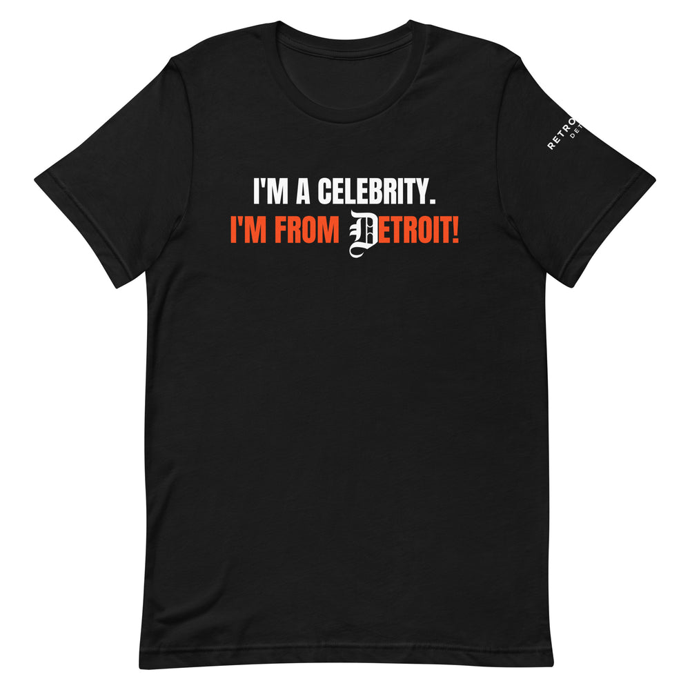 Retro Black I'm From Detroit unisex t-shirt in black, front view