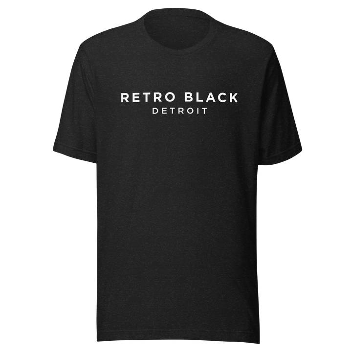 Retro Black Detroit logo unisex t-shirt in black heather, front view
