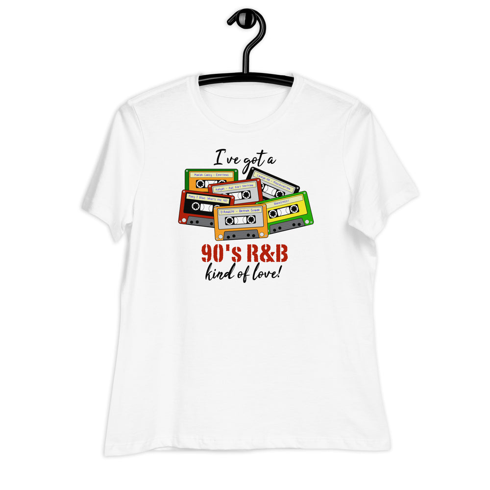 Retro Black 90s R&B Kind of Love women's relaxed t-shirt, front view